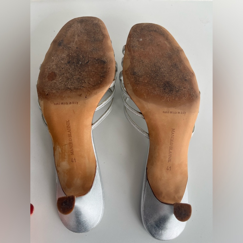 Manolo Blahnik Silver Kitten Heels - Picture 4 of 5